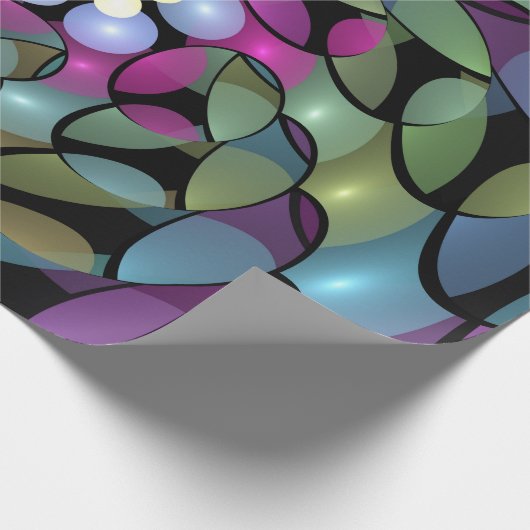 Kleurrijke Bewegingen Abstracte Trippy Fractal Art Cadeaupapier (Hoek)