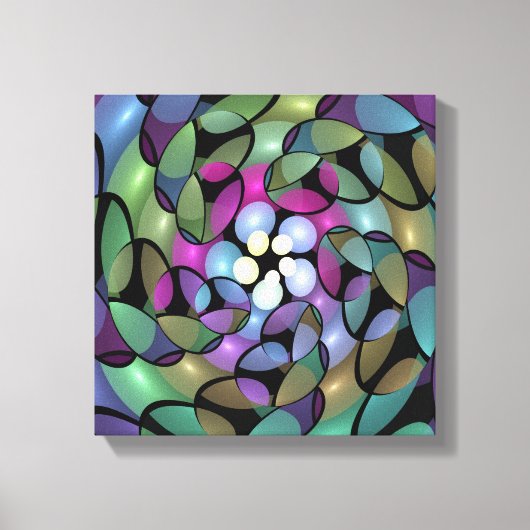 Kleurrijke Bewegingen Abstracte Trippy Fractal Art Canvas Afdruk (Voorkant)