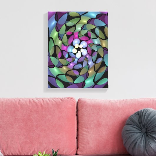 Kleurrijke Bewegingen Abstracte Trippy Fractal Art Canvas Afdruk (Insitu (Woonkamer))