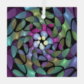 Kleurrijke Bewegingen Abstracte Trippy Fractal Art Glas Ornament (Achterkant)