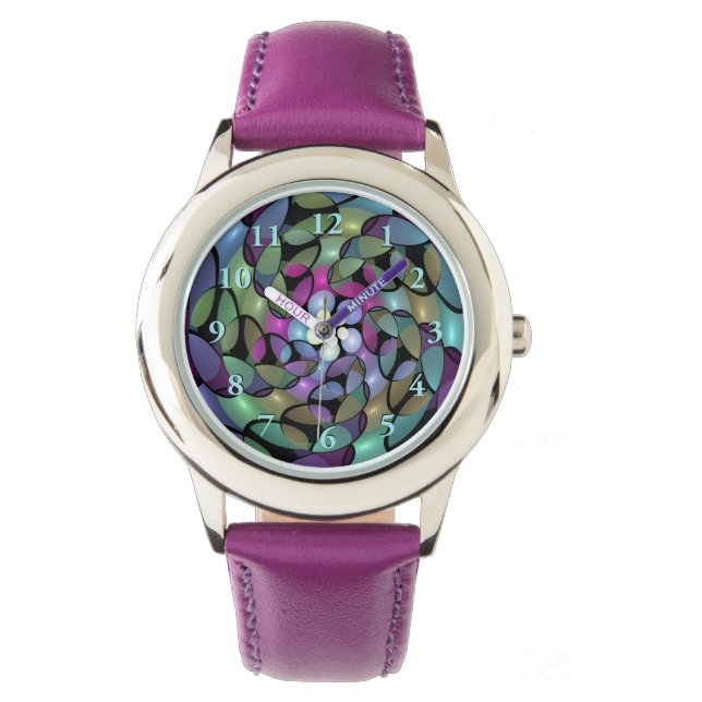 Kleurrijke Bewegingen Abstracte Trippy Fractal Art Horloge (Voorkant)