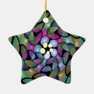 Kleurrijke Bewegingen Abstracte Trippy Fractal Art Keramisch Ornament