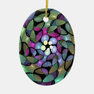 Kleurrijke Bewegingen Abstracte Trippy Fractal Art Keramisch Ornament