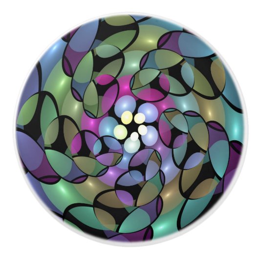 Kleurrijke Bewegingen Abstracte Trippy Fractal Art Keramische Knop (Voorkant)