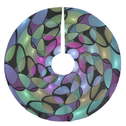 Kleurrijke Bewegingen Abstracte Trippy Fractal Art Kerstboom Rok (Voorkant)