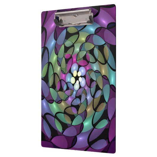 Kleurrijke Bewegingen Abstracte Trippy Fractal Art Klembord (Links)