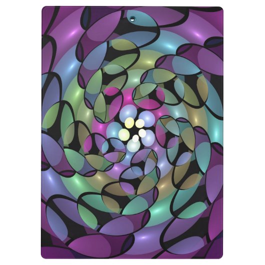 Kleurrijke Bewegingen Abstracte Trippy Fractal Art Klembord (Achterkant)