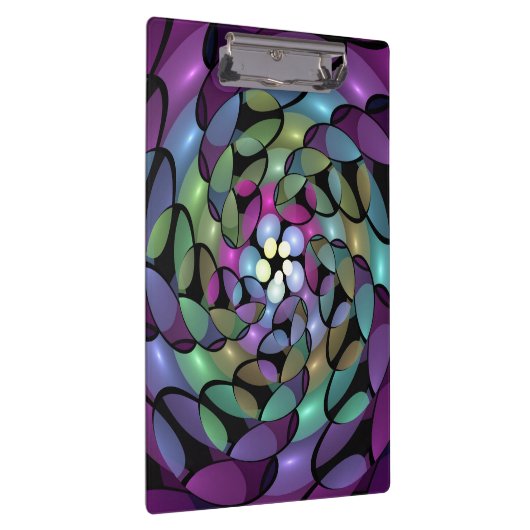 Kleurrijke Bewegingen Abstracte Trippy Fractal Art Klembord (Rechts)