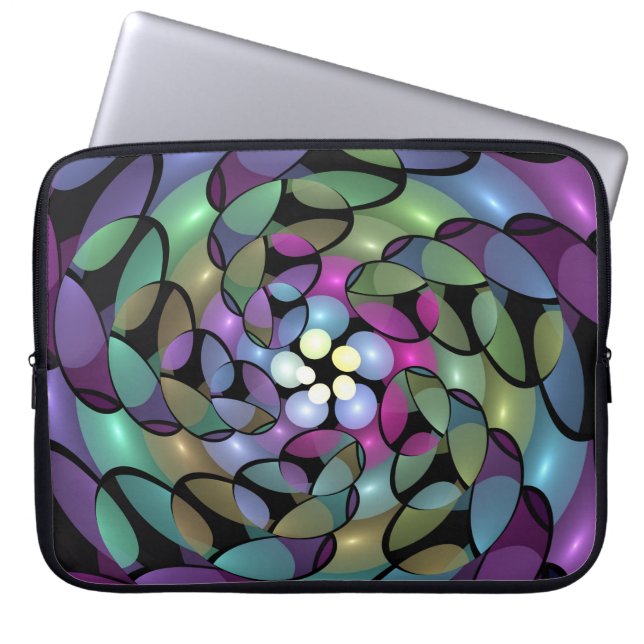 Kleurrijke Bewegingen Abstracte Trippy Fractal Art Laptop Sleeve (Voorkant)