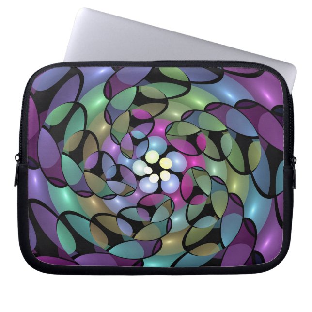 Kleurrijke Bewegingen Abstracte Trippy Fractal Art Laptop Sleeve (Voorkant)