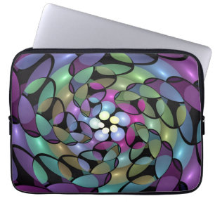 Kleurrijke Bewegingen Abstracte Trippy Fractal Art Laptop Sleeve