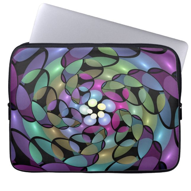Kleurrijke Bewegingen Abstracte Trippy Fractal Art Laptop Sleeve (Voorkant)