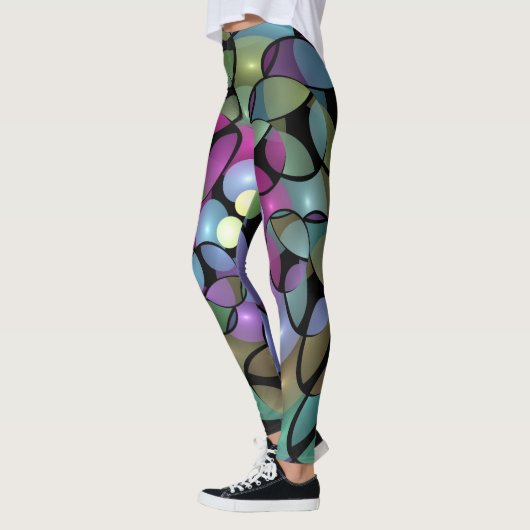 Kleurrijke Bewegingen Abstracte Trippy Fractal Art Leggings (Links)