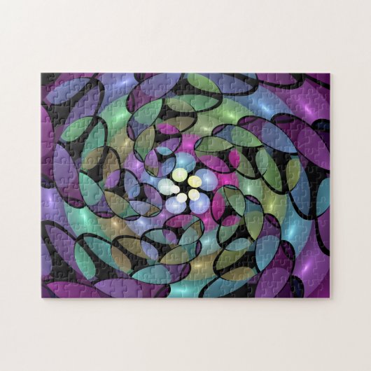 Kleurrijke Bewegingen Abstracte Trippy Fractal Art Legpuzzel (Horizontaal)