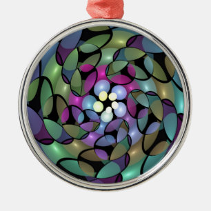 Kleurrijke Bewegingen Abstracte Trippy Fractal Art Metalen Ornament