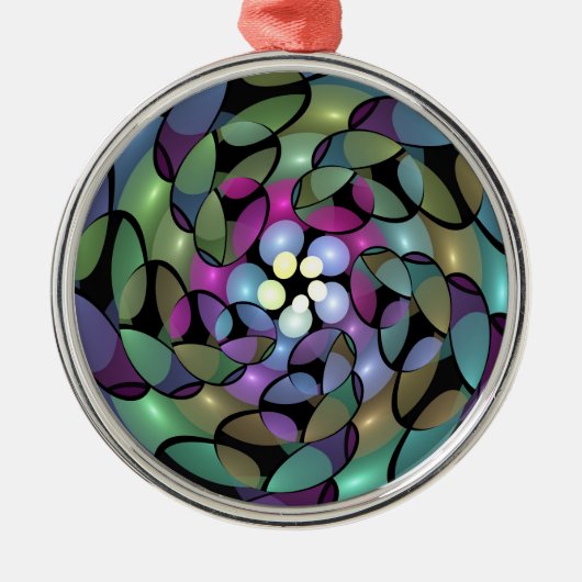 Kleurrijke Bewegingen Abstracte Trippy Fractal Art Metalen Ornament (Voorkant)