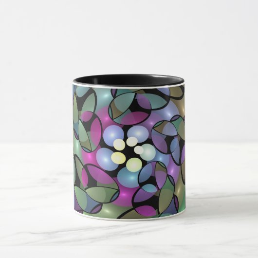 Kleurrijke Bewegingen Abstracte Trippy Fractal Art Mok (Midden)