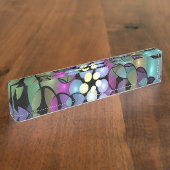 Kleurrijke Bewegingen Abstracte Trippy Fractal Art Naambordje (Zijkant)