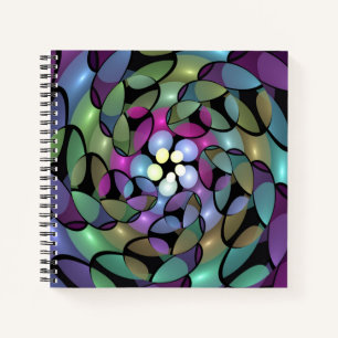 Kleurrijke Bewegingen Abstracte Trippy Fractal Art Notitieboek