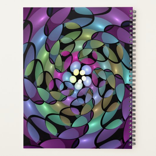 Kleurrijke Bewegingen Abstracte Trippy Fractal Art Planner (Achterkant)