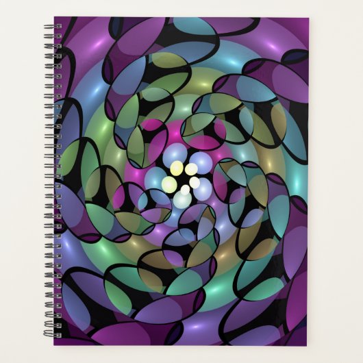 Kleurrijke Bewegingen Abstracte Trippy Fractal Art Planner (Voorkant)