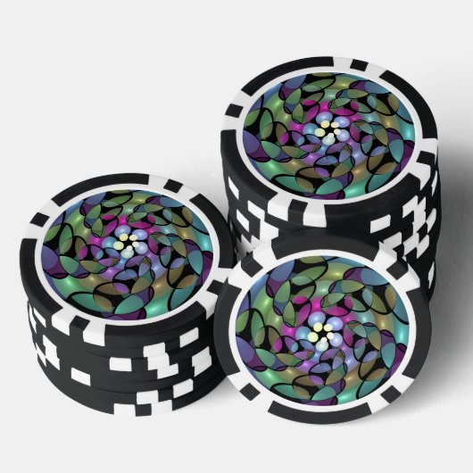 Kleurrijke Bewegingen Abstracte Trippy Fractal Art Poker Chips (Opstapeling)