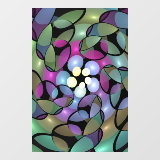 Kleurrijke Bewegingen Abstracte Trippy Fractal Art Raamsticker (Vel)