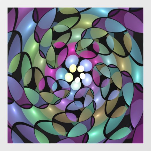 Kleurrijke Bewegingen Abstracte Trippy Fractal Art Raamsticker (Vel)