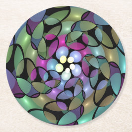 Kleurrijke Bewegingen Abstracte Trippy Fractal Art Ronde Kartonnen Onderzetter