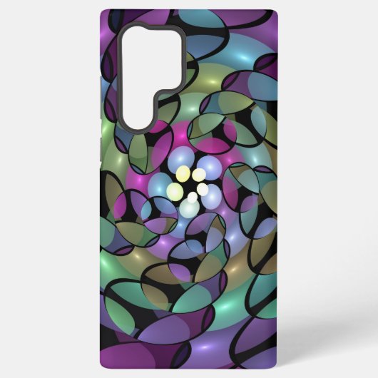 Kleurrijke Bewegingen Abstracte Trippy Fractal Art Samsung Galaxy Hoesje (Achterkant)