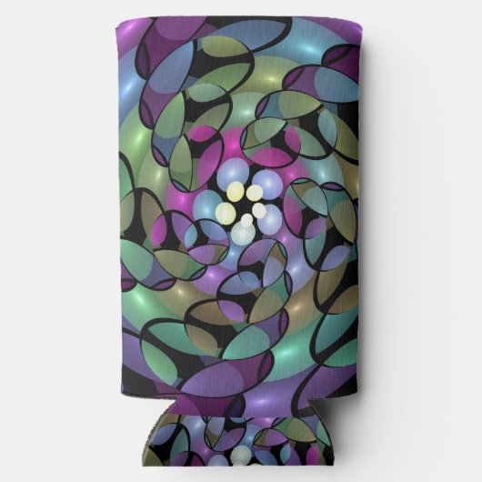 Kleurrijke Bewegingen Abstracte Trippy Fractal Art Seltzer Blikjeskoeler (Achterkant)