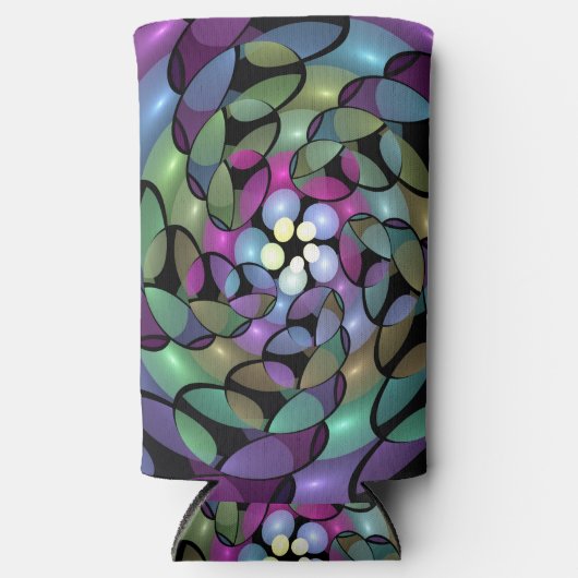 Kleurrijke Bewegingen Abstracte Trippy Fractal Art Seltzer Blikjeskoeler (Voorkant)