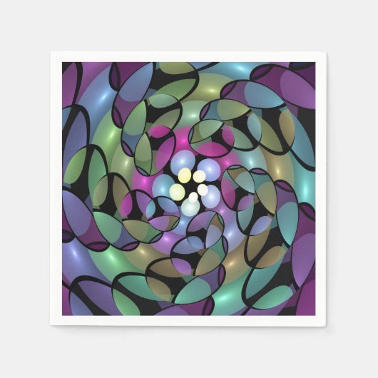 Kleurrijke Bewegingen Abstracte Trippy Fractal Art Servet (Voorkant)