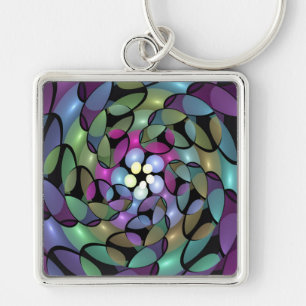 Kleurrijke Bewegingen Abstracte Trippy Fractal Art Sleutelhanger