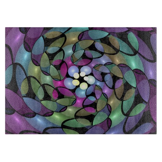 Kleurrijke Bewegingen Abstracte Trippy Fractal Art Snijplank (Voorkant)