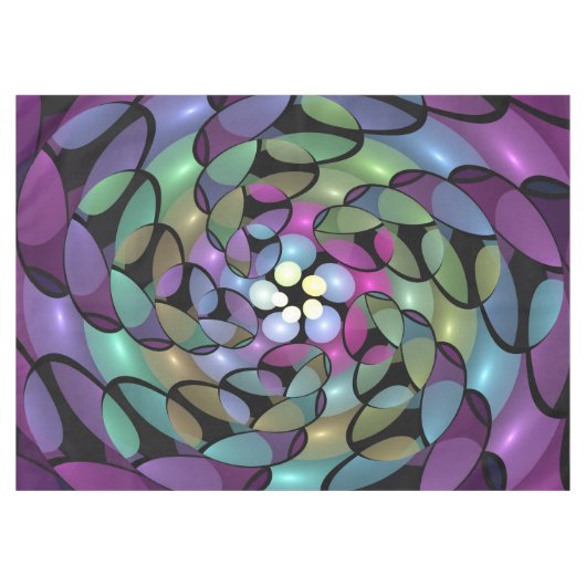 Kleurrijke Bewegingen Abstracte Trippy Fractal Art Tafelkleed (Voorkant (Horizontaal))