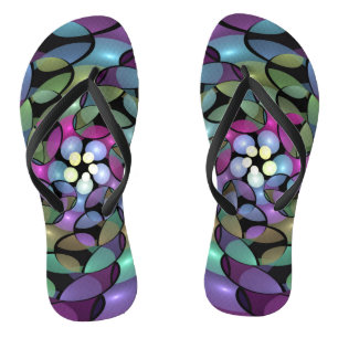 Kleurrijke Bewegingen Abstracte Trippy Fractal Art Teenslippers