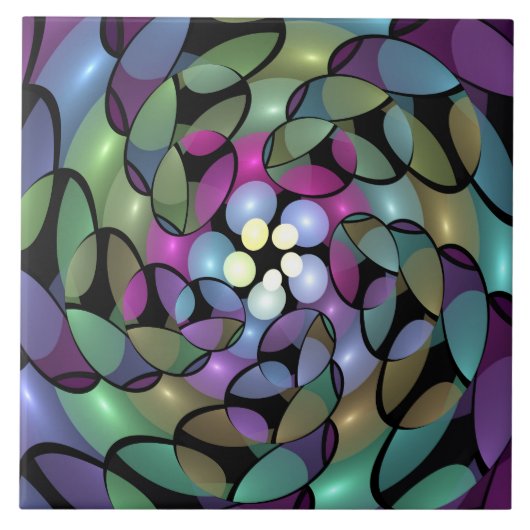 Kleurrijke Bewegingen Abstracte Trippy Fractal Art Tegeltje (Voorkant)