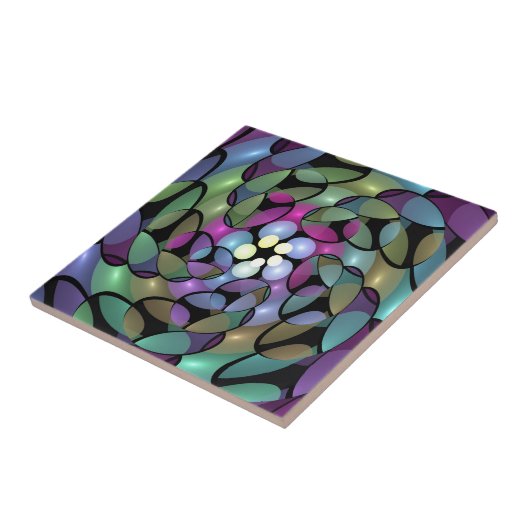 Kleurrijke Bewegingen Abstracte Trippy Fractal Art Tegeltje (Zijkant)