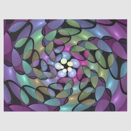 Kleurrijke Bewegingen Abstracte Trippy Fractal Art Tissuepapier (Voorkant)