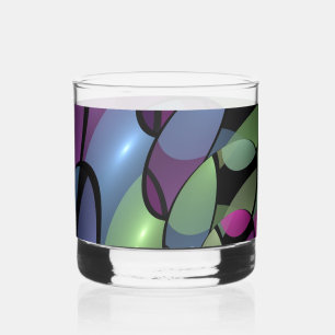 Kleurrijke Bewegingen Abstracte Trippy Fractal Art Whisky Glas