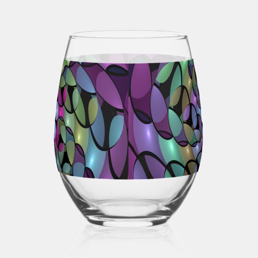 Kleurrijke Bewegingen Abstracte Trippy Fractal Art Wijnglas Zonder Voet (Links)