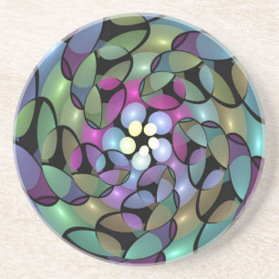 Kleurrijke Bewegingen Abstracte Trippy Fractal Art Zandsteen Onderzetter