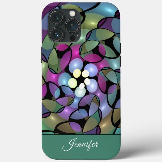 Kleurrijke Bewegingen Abstracte Trippy Fractal Naa Case-Mate iPhone Case (Achterkant)