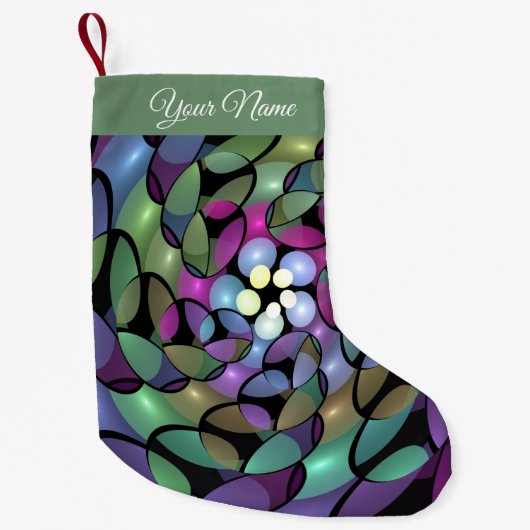 Kleurrijke Bewegingen Abstracte Trippy Fractal Naa Kleine Kerstsok (Voorkant)