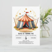 Kleurrijke bewerkbare Delight Circus Verjaardag Kaart (Staand voorkant)