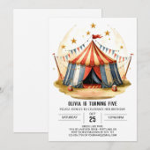 Kleurrijke bewerkbare Delight Circus Verjaardag Kaart (Voorkant / Achterkant)