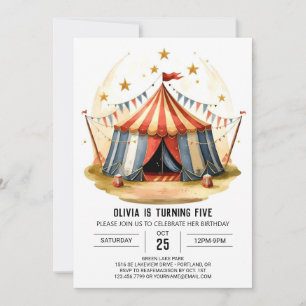 Kleurrijke bewerkbare Delight Circus Verjaardag Kaart