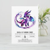 Kleurrijke bewerkbare Dragon Digitale Meisje Verja Kaart (Staand voorkant)