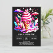 Kleurrijke bewerkbare Ice Cream Meisje Verjaardag Kaart (Staand voorkant)